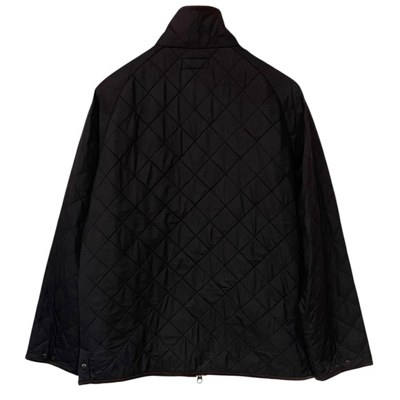 Vtg Polo Ralph Lauren Mens Black Quilted Brown Leather Zip Up Bomber Jacket XL - Picture 2 of 10